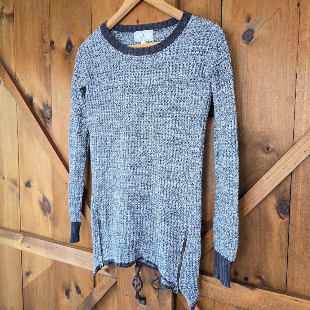 Ruby Moon Gray Marl Tunic Sweater Zip Detail Sharkbite Edge Women S Casual Boho - Picture 4 of 16